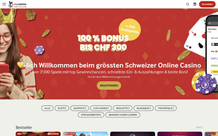 Desktop version von mycasino.ch