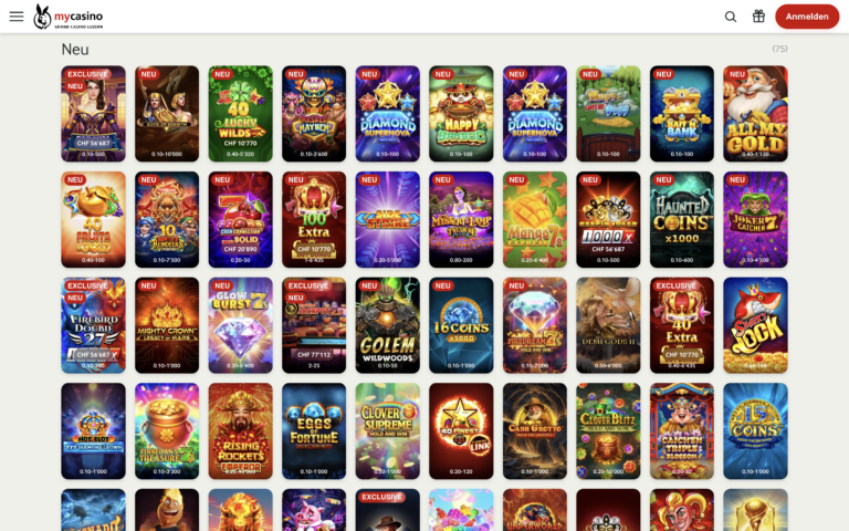 Spielangebot von mycasino.ch