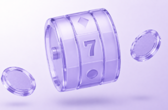 Illustration einer Spielautomatenwalze mit Siebenersymbol und Jetons als Symbol für Online Slots