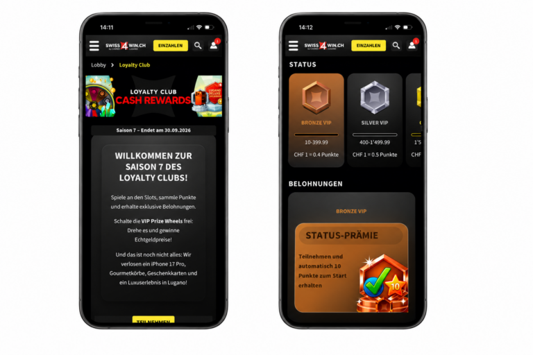 screenshot von swiss4win loyalty club