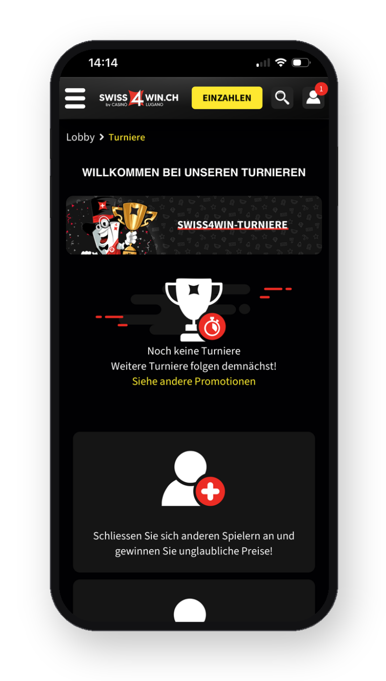 screenshot von swiss4win turnieren