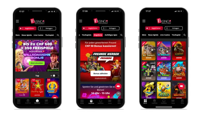 Pasino.ch auf dem Handy – Mobile Ansicht Schweizer Online Casino