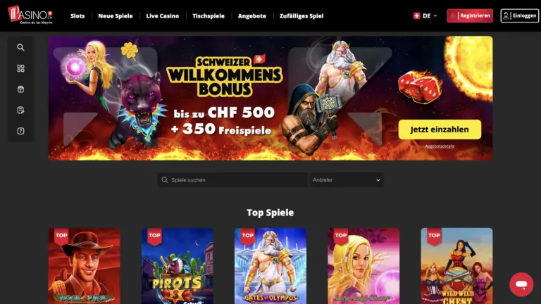 Spielangebot auf pasino.ch – Slots und Tischspiele Schweizer Online Casino