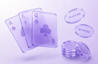 Illustration mit Spielkarten, Jetons und den Feldern Player und Banker als Symbol für Baccarat
