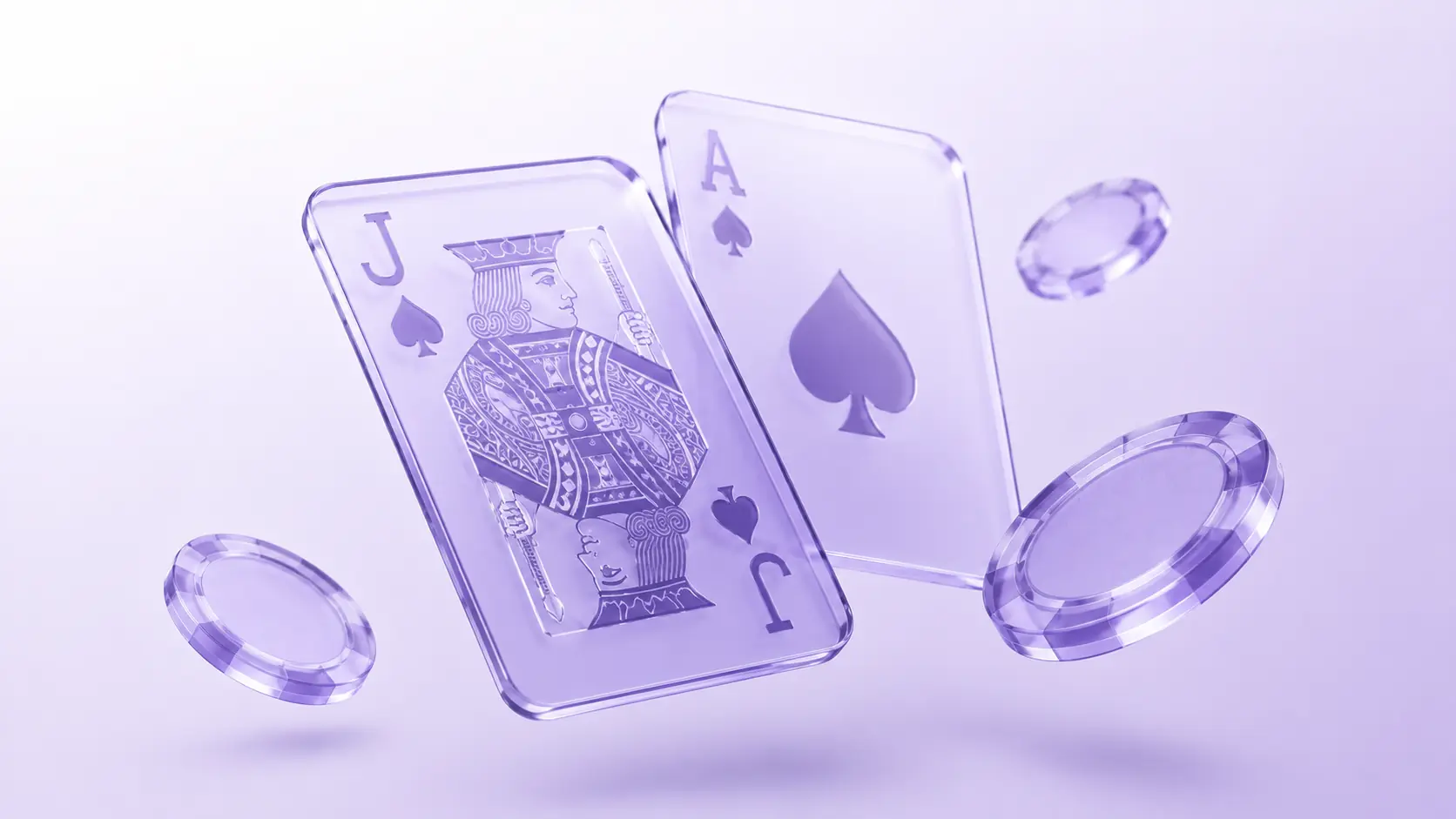 Illustration mit Bube und Ass sowie Jetons als Symbol für Blackjack im Online Casino